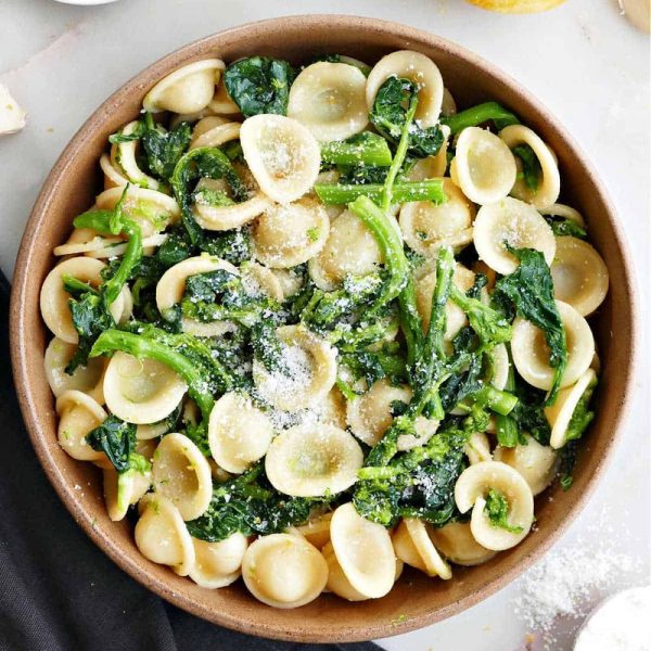 Orecchiette Bake with Asparagus & Broccoli Rabe