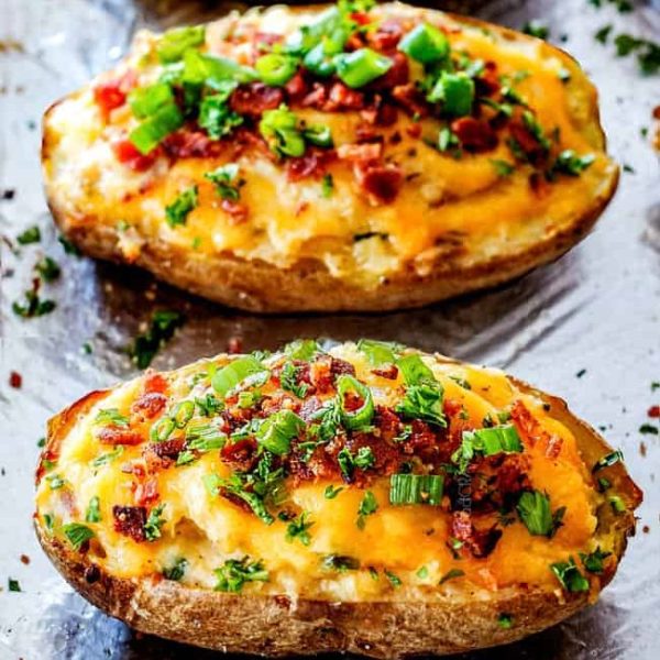 Twice Baked Stuffed Cheesy Bacon Potatoes